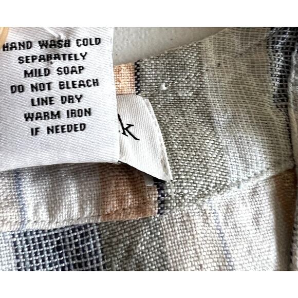 Peck & Peck Shift Dress Women Large LINEN Striped Bateau Beach Coastal Nautical - Picture 9 of 9